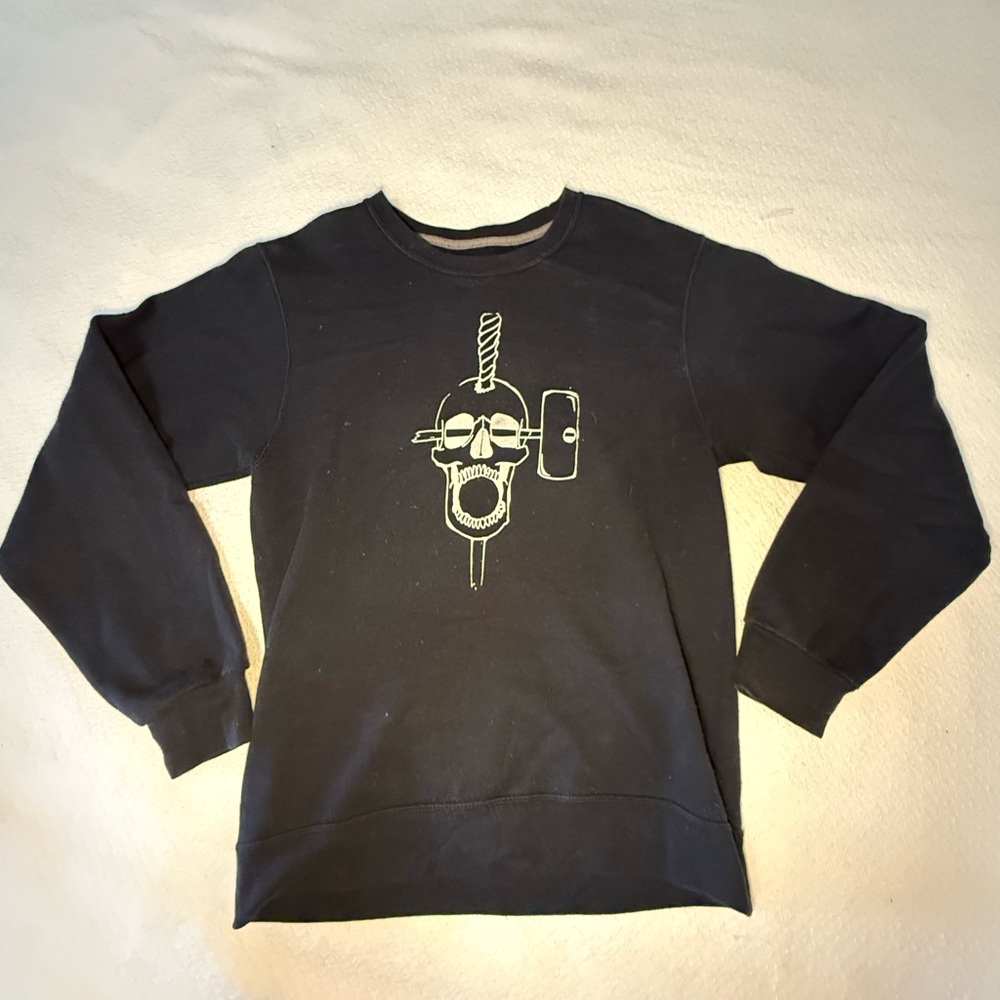 Fruit of the Loom Black Crewneck Sweater with Graphic Design
